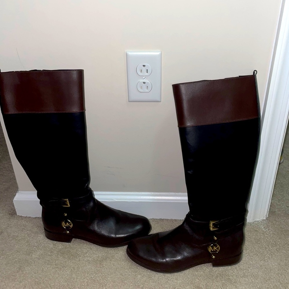 Michael Kors Preston Two-tone Leather Boots (WIDE CALF)